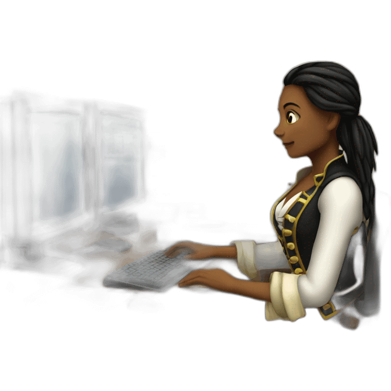 pirate women programming on computer emoji