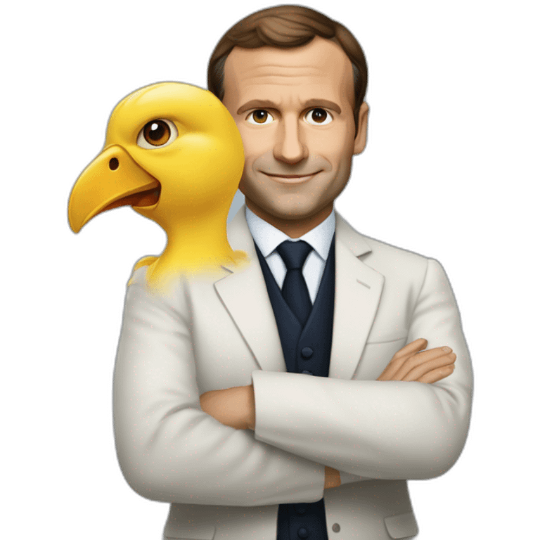 Macron dégisé en poussin emoji