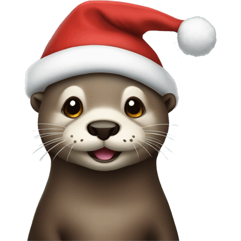 otter wearing a christmas hat emoji