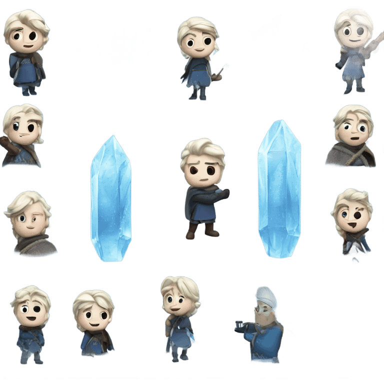  A frozen moment in time, where everything around a character is covered in icy blue light, and motion has stopped, leaving frozen objects and enemies. emoji