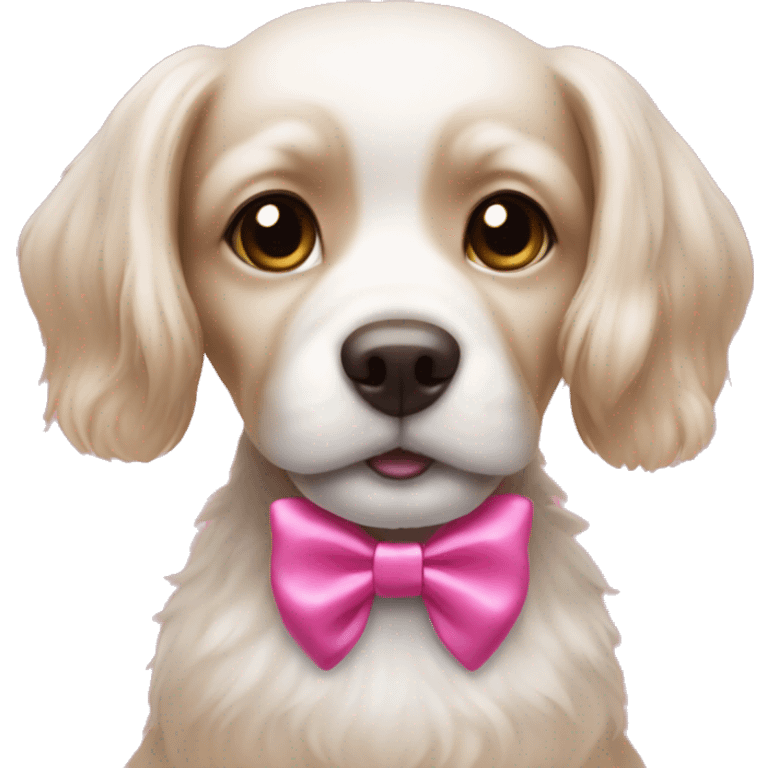 little dog with a big obnoxious pink bow emoji