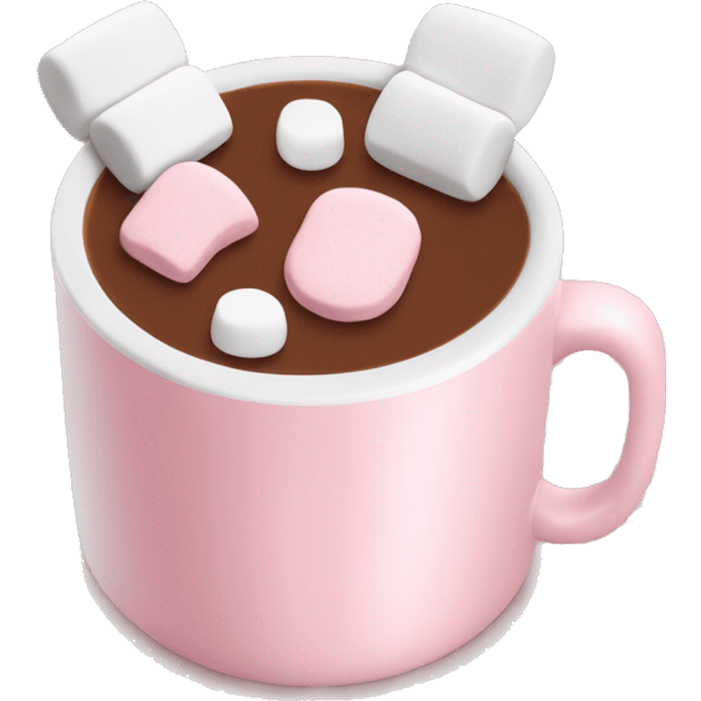 Light Pink mug of hot chocolate with marshmallows  emoji