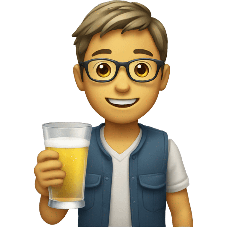 smiling boy with drinking glass emoji