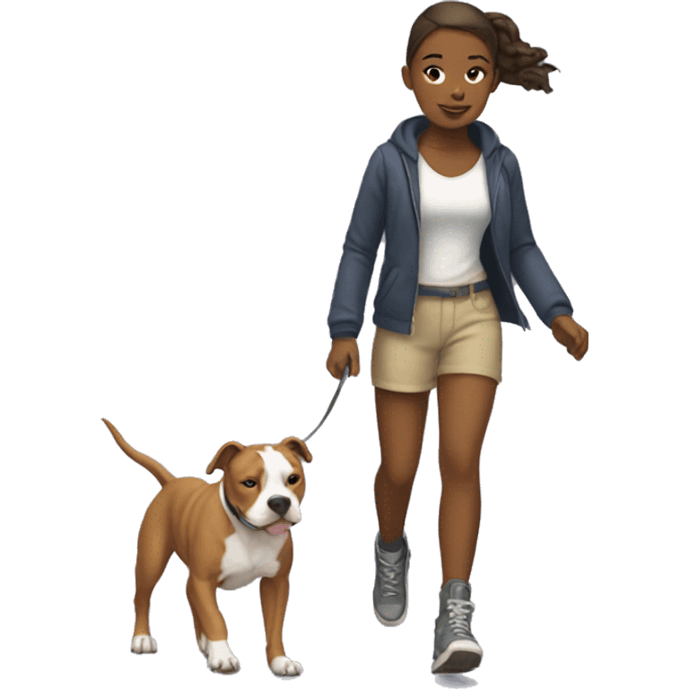 Girl walking a pit bull emoji