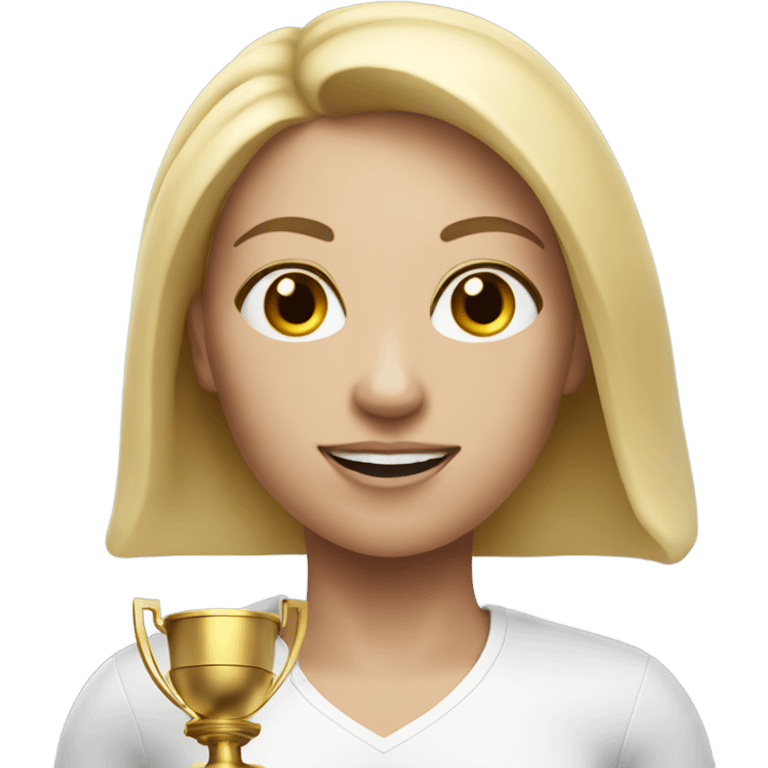 athlete woman with trophy, white skin emoji