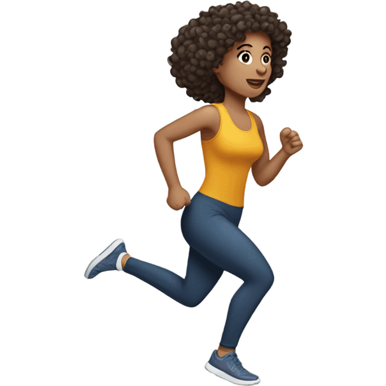 Running woman light skin with curly hair side view  emoji