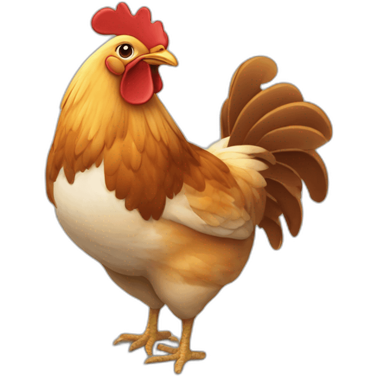 Poulet patte en l'air et une aile déployée emoji