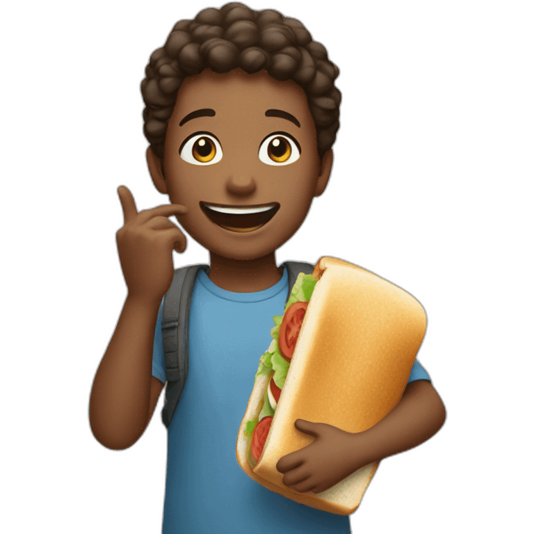 happy kid with sandwhich emoji