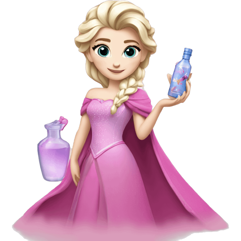 Complete Elsa with elixir bottle, pink colours emoji