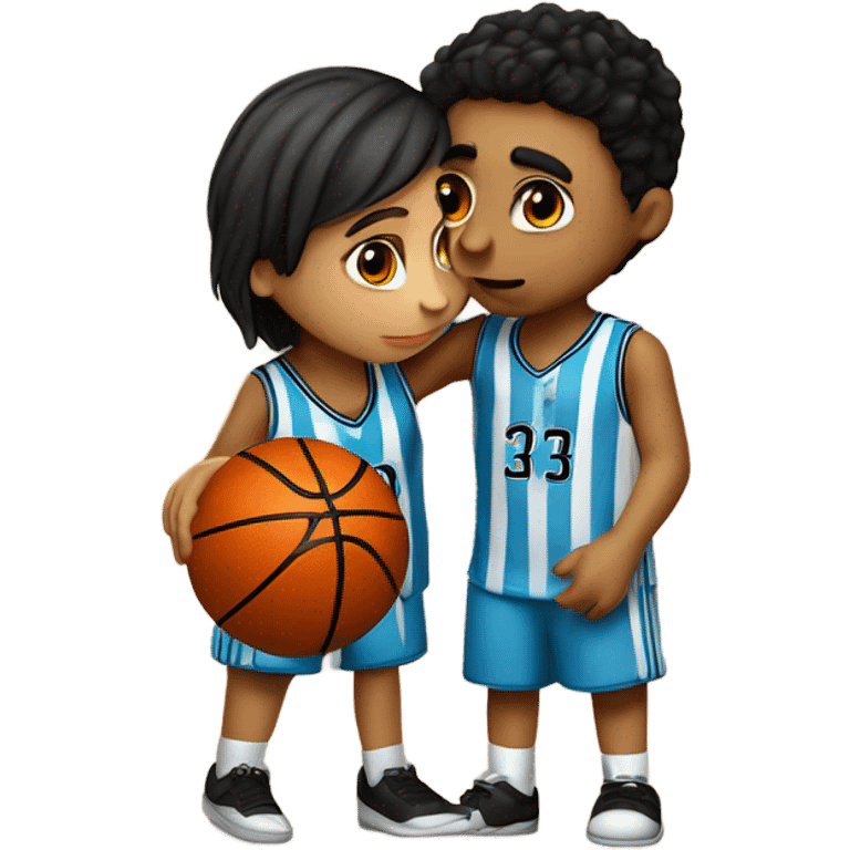 basquetball player number thirty two kissing an Argentinean girl ten emoji