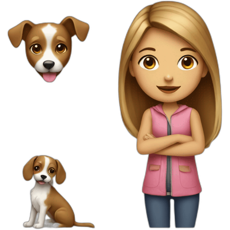 Girl wit a dog in the Paris  emoji