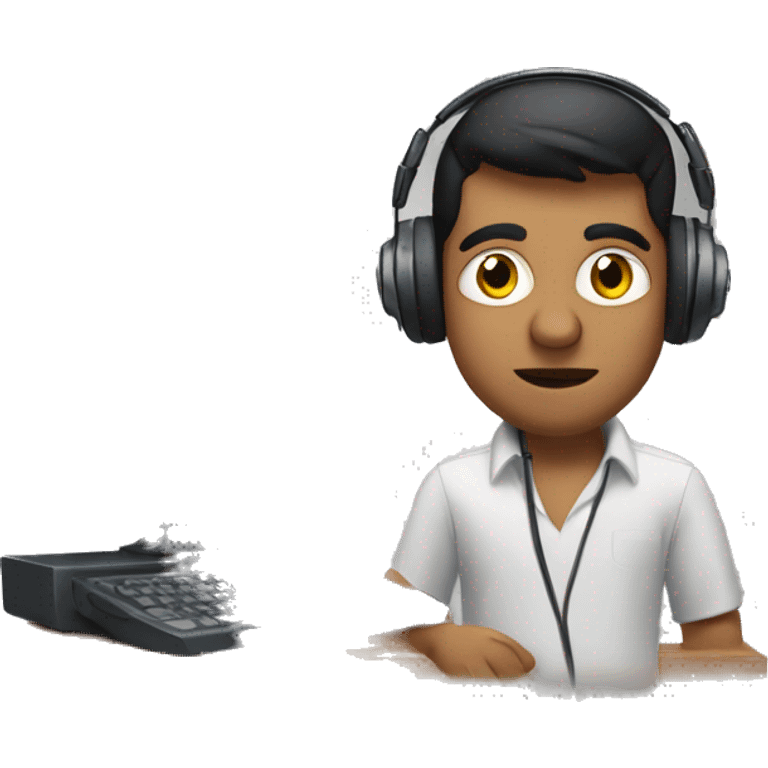 Indian tech guy with a headset and microphone with a computer  emoji