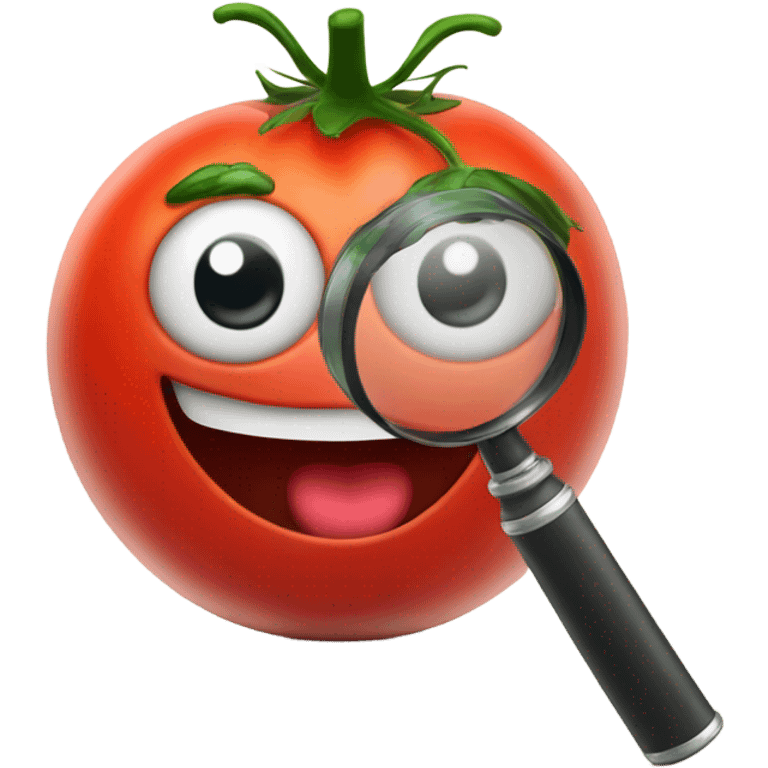 happy tomato with magnifying glass in hand emoji