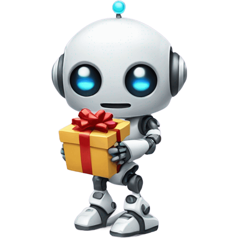 cute robot holds a gift emoji