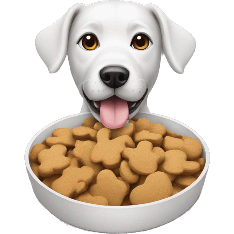 dog with treats in dog bowl emoji