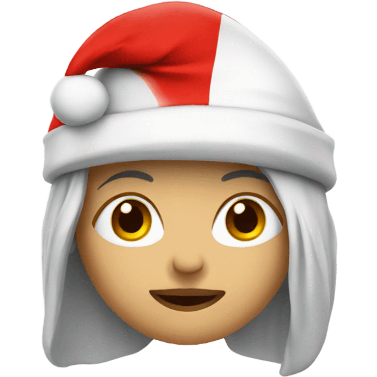 white spartan female wearing red santa hat emoji