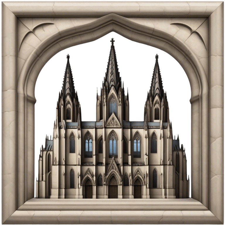 Cinematic Realistic Cologne Cathedral Landmark Emoji, showcasing Gothic architecture rendered with detailed stone textures and majestic, dynamic lighting. emoji