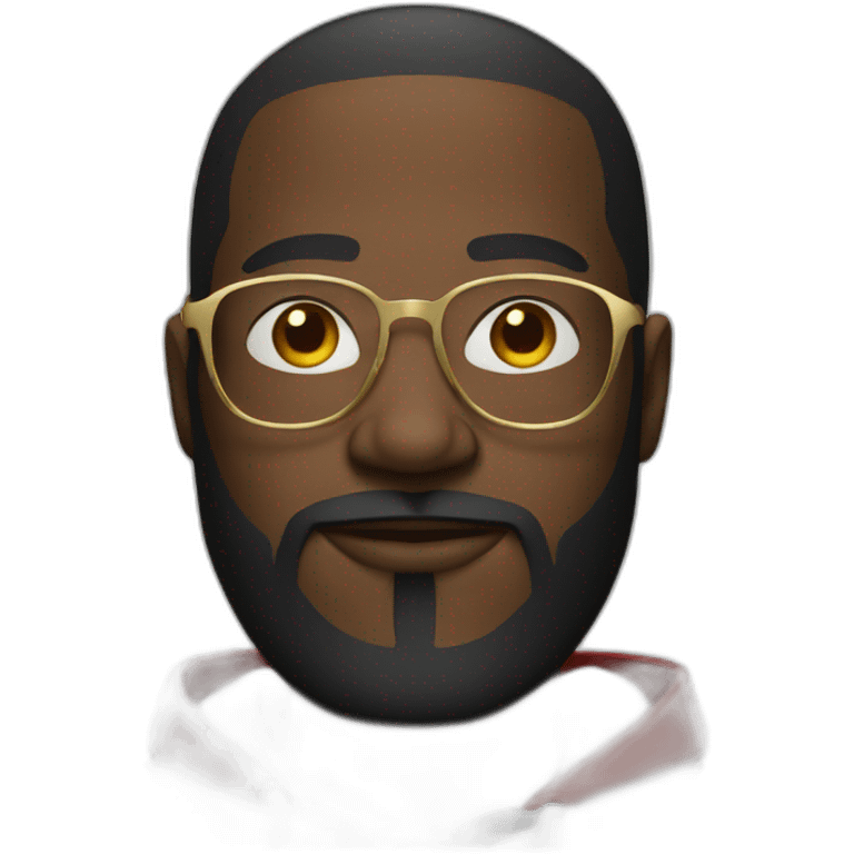 black man with beard, red hoodie, and gold framed glasses emoji