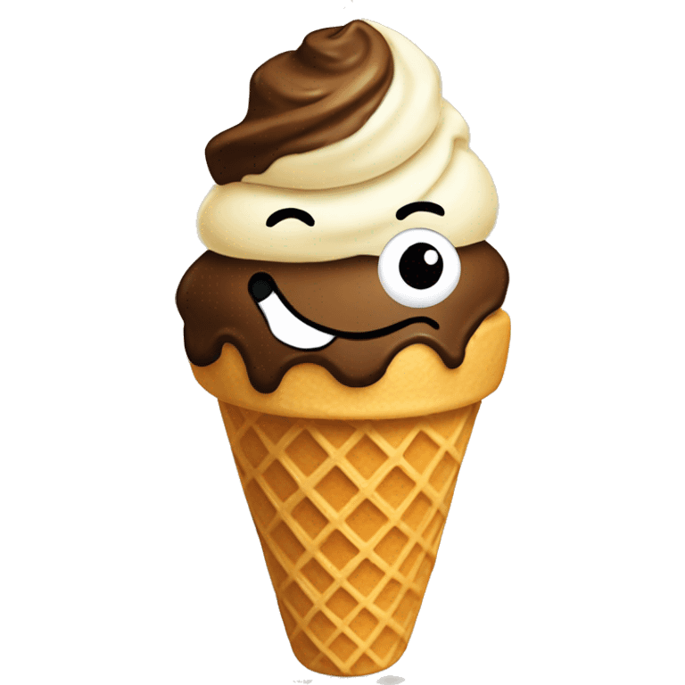 coffee ice cream in a waffle cone emoji