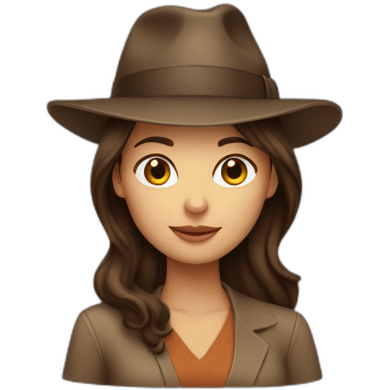 woman with brown hair in fedora emoji