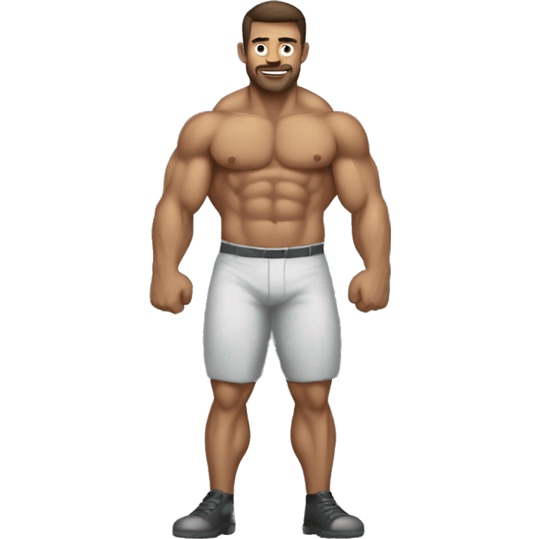 muscular man making mog emoji