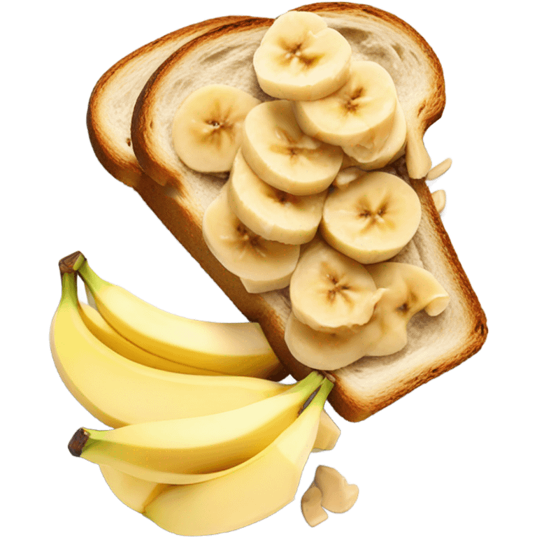 Toasted bread with penut and banana slices on it emoji