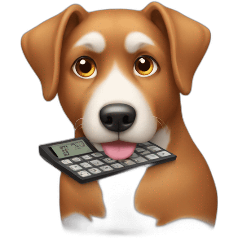 dog using calculator emoji