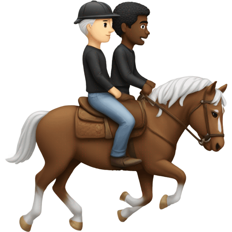 Two white people riding one horse  emoji