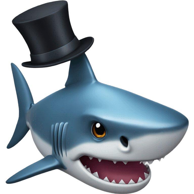 Shark with a top hat emoji