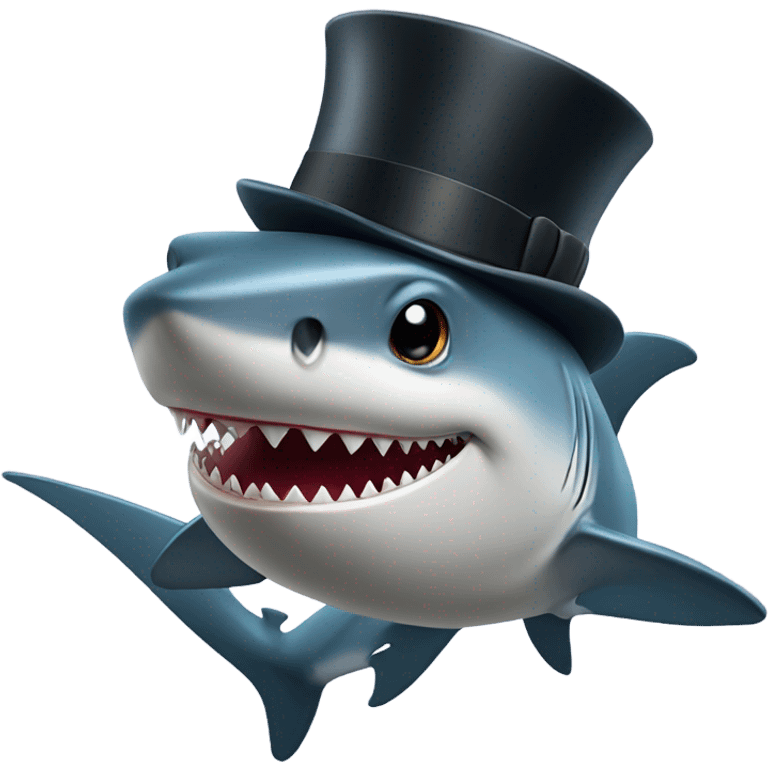 Shark with a top hat emoji