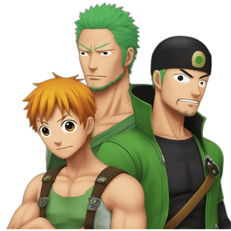 Zoro and Robin and chopper on one piece like family emoji