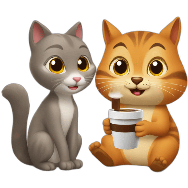 cat and squirrel drink coffee emoji