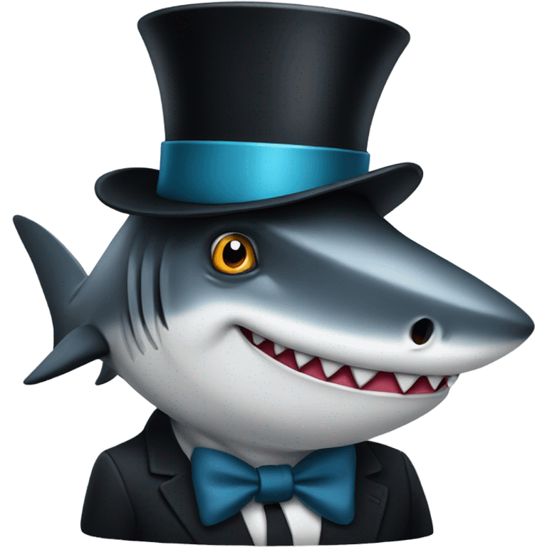 Shark with a top hat emoji