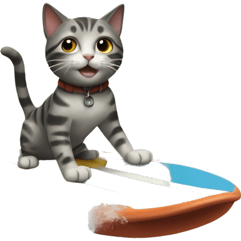 Cat surfing emoji