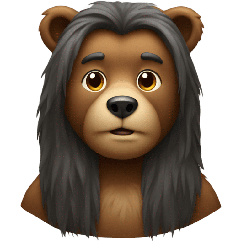 Bear with very long hair emoji