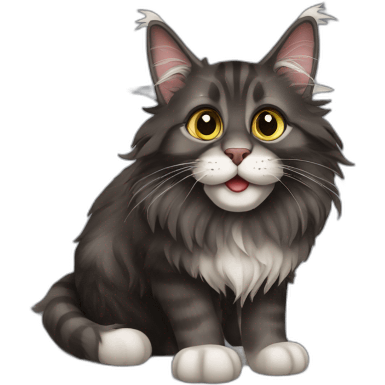 Maine coon dark cat emoji