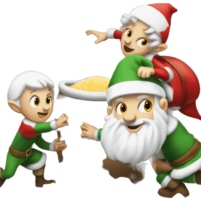 3 elves stealing Santa’s pile of salt emoji