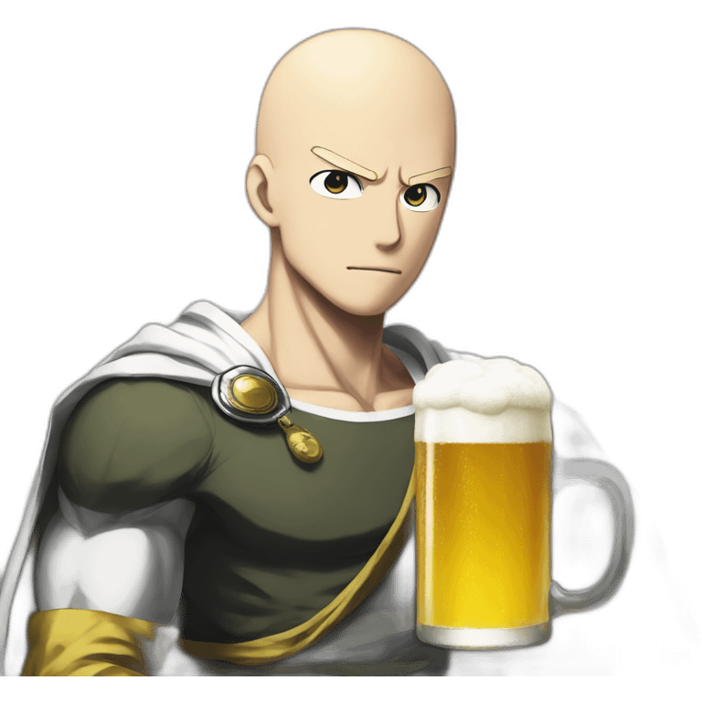 garou One Punch man with beer emoji