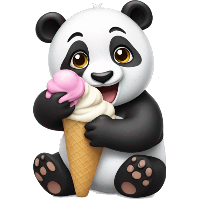 Panda eating ice cream emoji