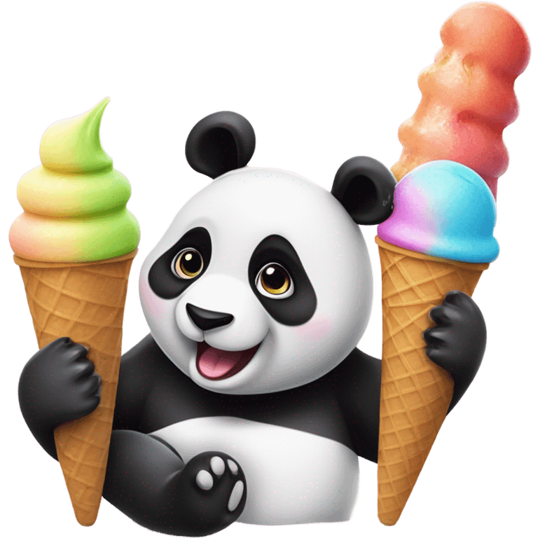 Panda eating ice cream emoji