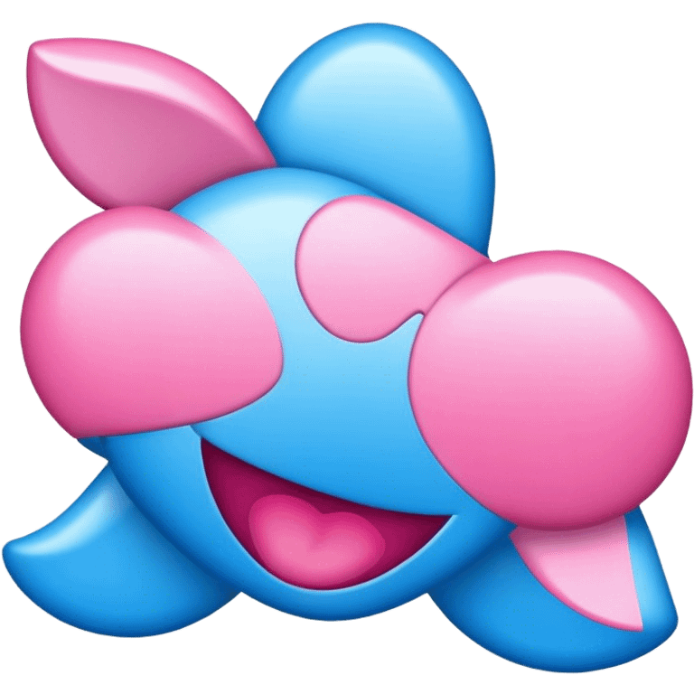 blue and pink with kitsch style or 3D emoji