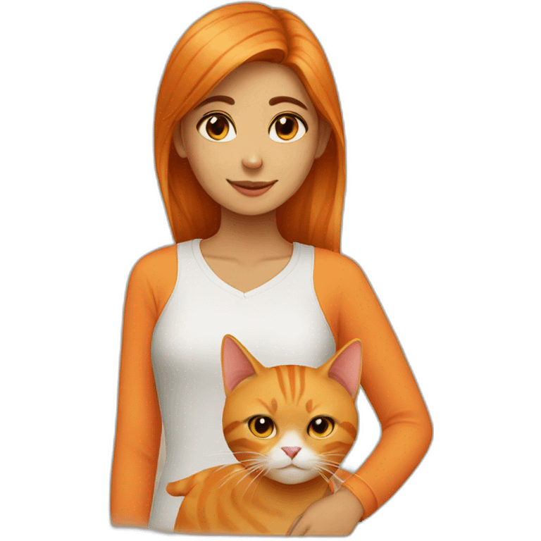 Pakistani girl and orange cat emoji