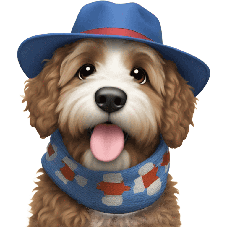 Bernedoodle with knoxville smokies hat and scarf emoji