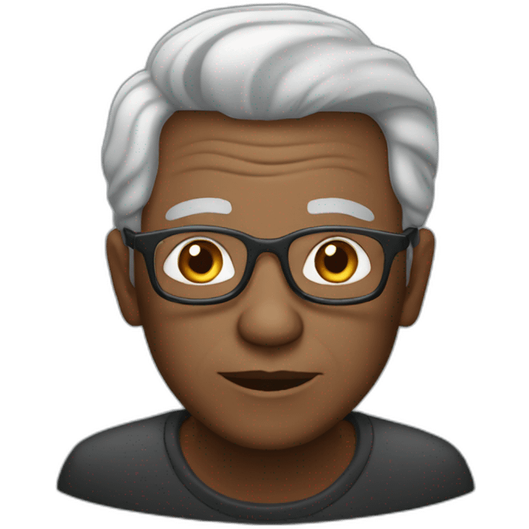 black elderly with a computer emoji