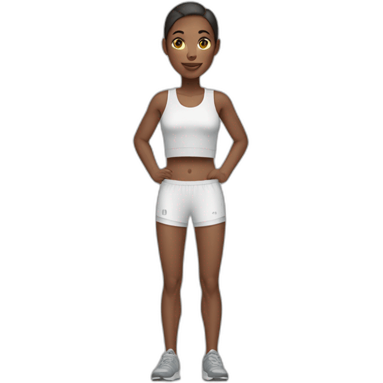 Athletic woman clothed in loose-fitting thin 1% transparent garments emoji