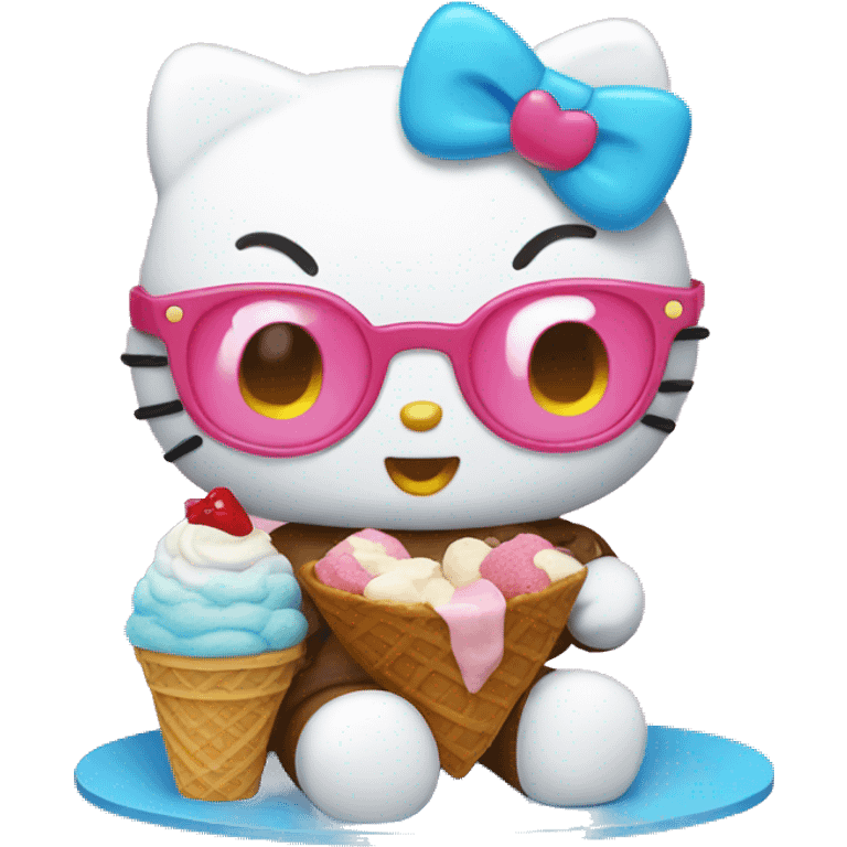 hello kitty eating icecream emoji