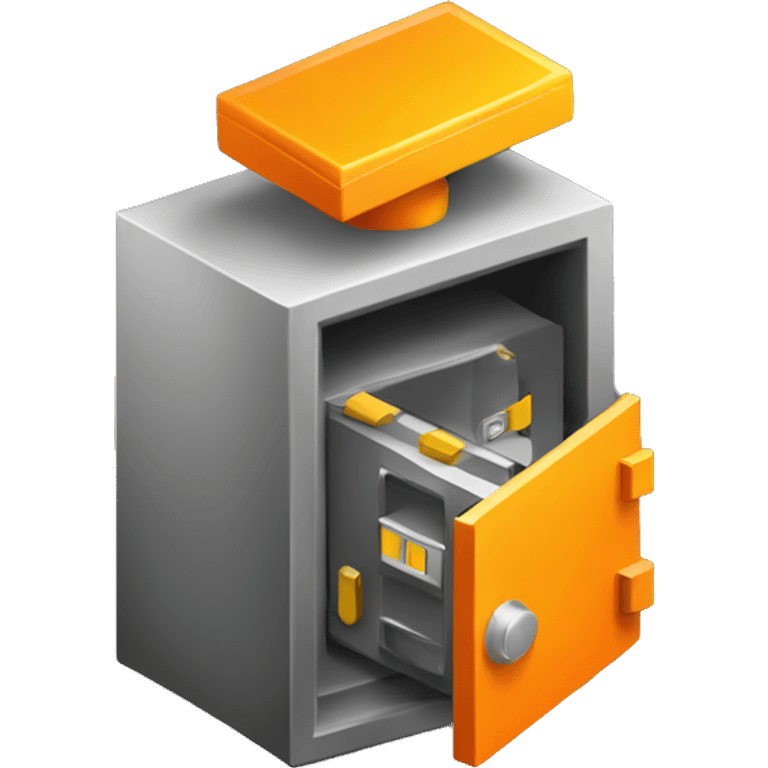 3d  isometric small safe in orange or yellow emoji