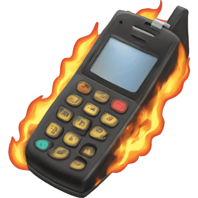 90s flip phone on fire emoji