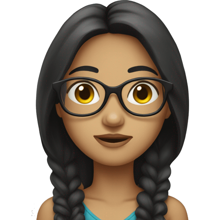 Girl with Long Dark hair and Glases  emoji