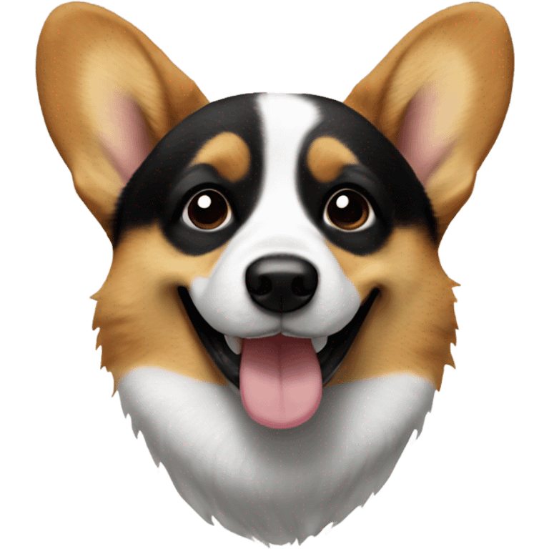 Corgi dog with a black face winking emoji